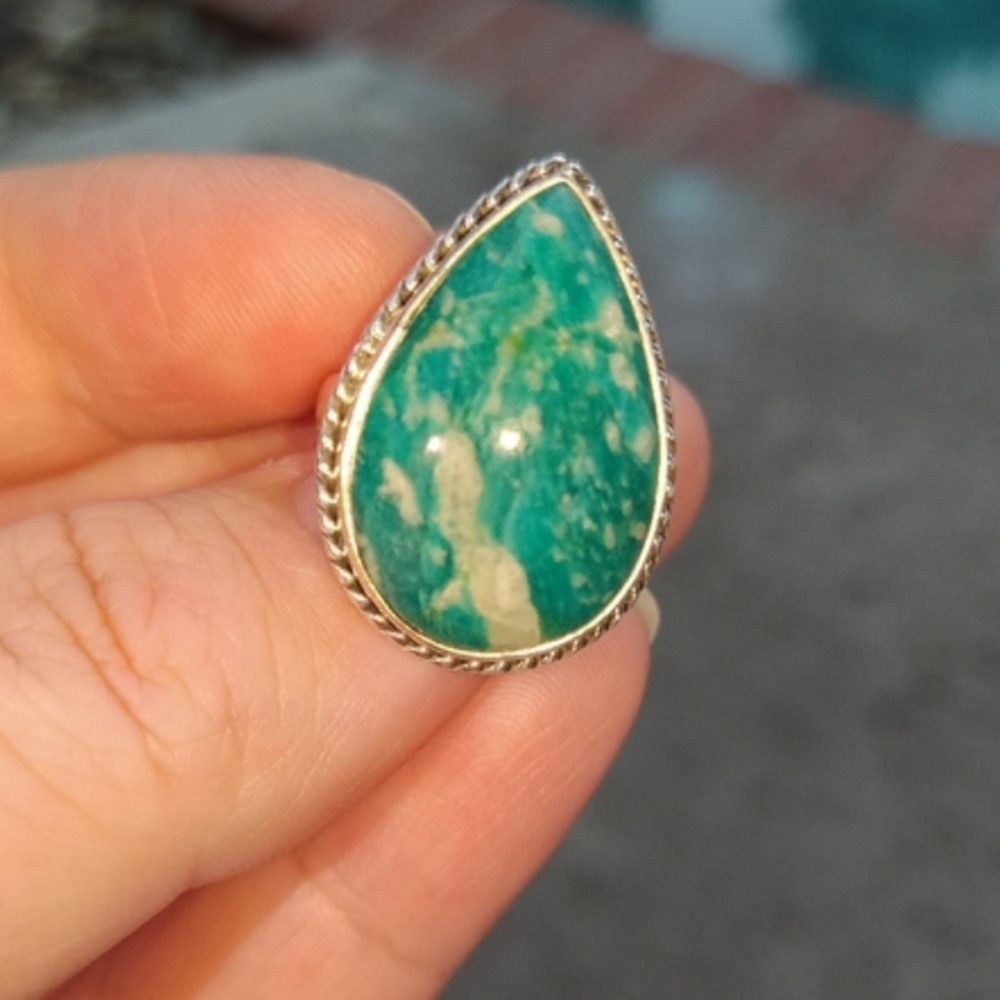 Size 7.5 Amazonite Sterling Silver Ring